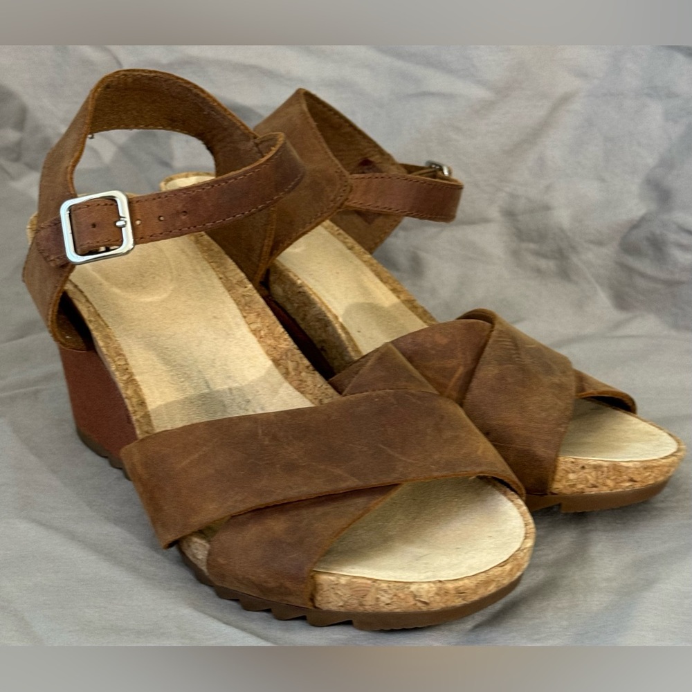 Clarks Brown Wedge Sandals